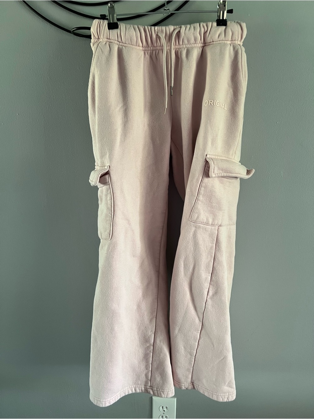 Light Pink Cargo Sweatpants with Drawstring